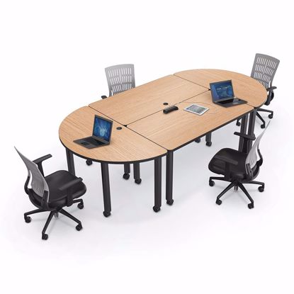 Picture of Modular Conference Table - Half Round - 60x30 - Fusion Maple Laminate - Black Edgeband