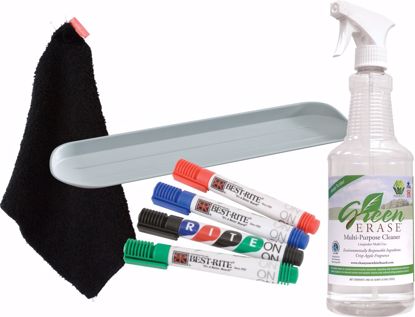 Picture of Rite On Deluxe Markerboard Kit (1 eraser cloth, 4 markers, Qtray, 1 bottle Green Erase)