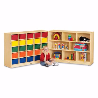Picture of Jonti-Craft® 25 Cubbie-Tray Mobile Fold-n-Lock - with Colored Trays
