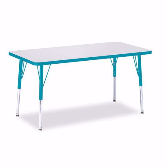 Picture of Berries® Rectangle Activity Table - 24" X 48", A-height - Gray/Teal/Teal