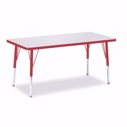 Picture of Berries® Rectangle Activity Table - 24" X 48", E-height - Gray/Red/Red