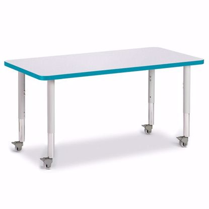 Picture of Berries® Rectangle Activity Table - 24" X 48", Mobile - Gray/Teal/Gray