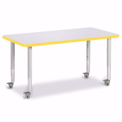 Picture of Berries® Rectangle Activity Table - 24" X 48", Mobile - Gray/Yellow/Gray