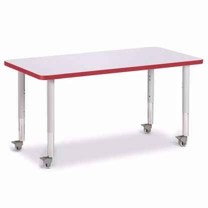 Picture of Berries® Rectangle Activity Table - 24" X 48", Mobile - Gray/Red/Gray