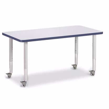 Picture of Berries® Rectangle Activity Table - 24" X 48", Mobile - Gray/Navy/Gray