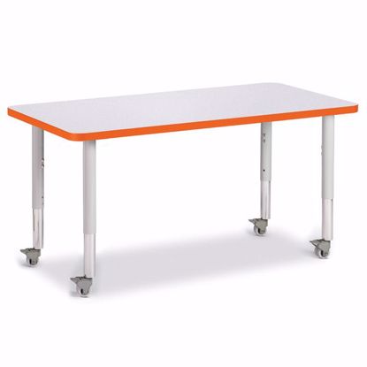 Picture of Berries® Rectangle Activity Table - 24" X 48", Mobile - Gray/Orange/Gray