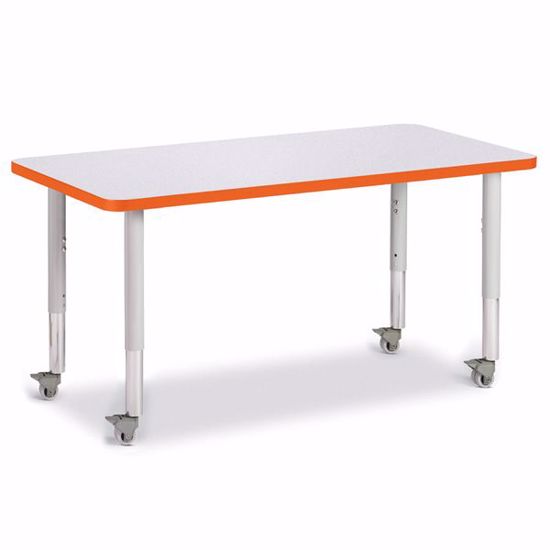 Picture of Berries® Rectangle Activity Table - 24" X 48", Mobile - Gray/Orange/Gray