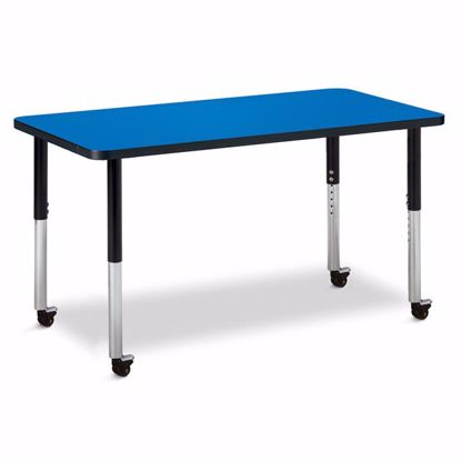 Picture of Berries® Rectangle Activity Table - 24" X 48", Mobile - Blue/Black/Black