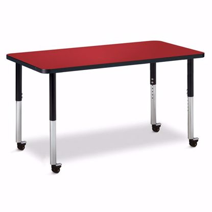 Picture of Berries® Rectangle Activity Table - 24" X 48", Mobile - Red/Black/Black