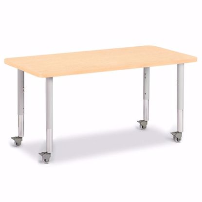 Picture of Berries® Rectangle Activity Table - 24" X 48", Mobile - Maple/Maple/Gray