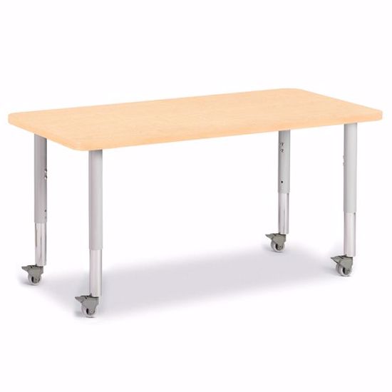 Picture of Berries® Rectangle Activity Table - 24" X 48", Mobile - Maple/Maple/Gray