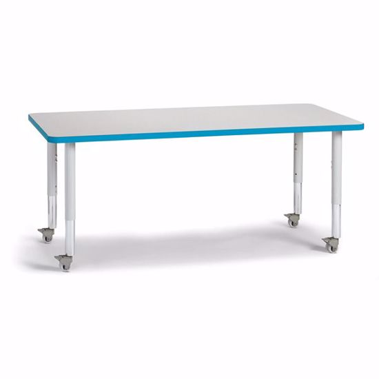 Picture of Berries® Rectangle Activity Table - 30" X 60", Mobile - Gray/Teal/Gray