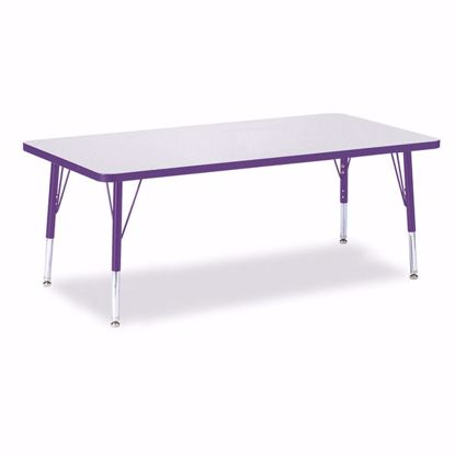 Picture of Berries® Rectangle Activity Table - 30" X 60", T-height - Gray/Purple/Purple