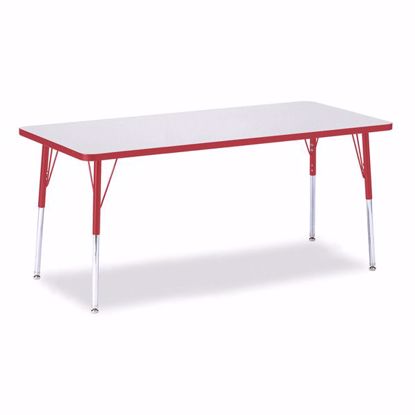 Picture of Berries® Rectangle Activity Table - 30" X 72", A-height - Gray/Red/Red