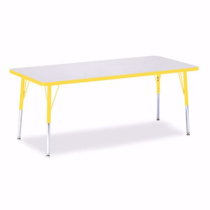 Picture of Berries® Rectangle Activity Table - 30" X 72", E-height - Gray/Yellow/Yellow