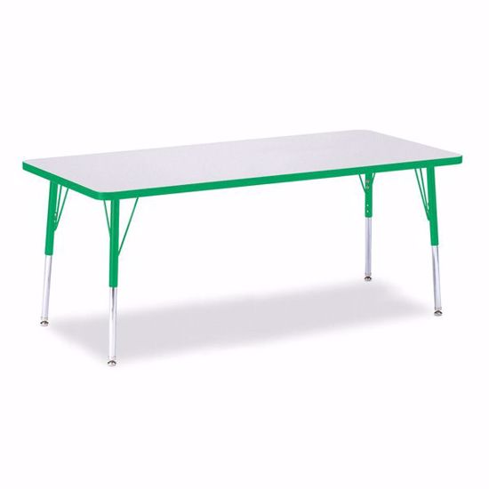 Picture of Berries® Rectangle Activity Table - 30" X 72", E-height - Gray/Green/Green