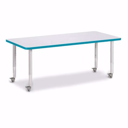 Picture of Berries® Rectangle Activity Table - 30" X 72", Mobile - Gray/Teal/Gray