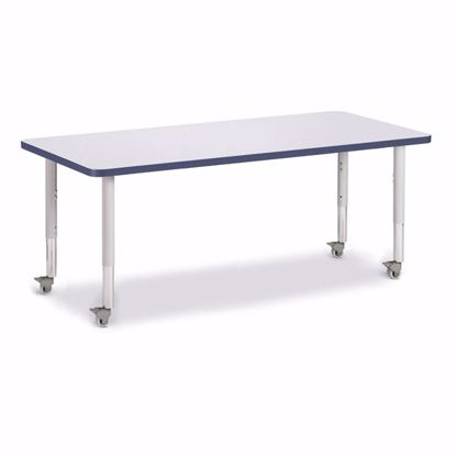 Picture of Berries® Rectangle Activity Table - 30" X 72", Mobile - Gray/Navy/Gray