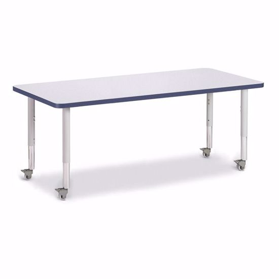 Picture of Berries® Rectangle Activity Table - 30" X 72", Mobile - Gray/Navy/Gray