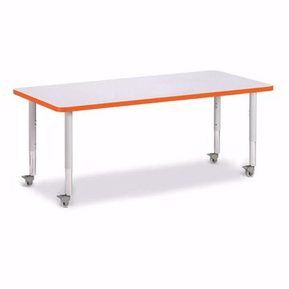 Picture of Berries® Rectangle Activity Table - 30" X 72", Mobile - Gray/Orange/Gray