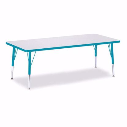 Picture of Berries® Rectangle Activity Table - 30" X 72", T-height - Gray/Teal/Teal