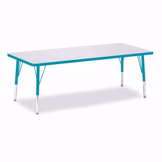 Picture of Berries® Rectangle Activity Table - 30" X 72", T-height - Gray/Teal/Teal