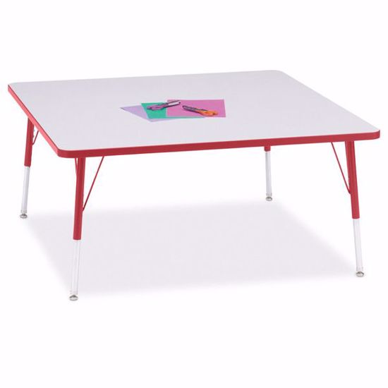 Picture of Berries® Square Activity Table - 48" X 48", A-height - Gray/Red/Red