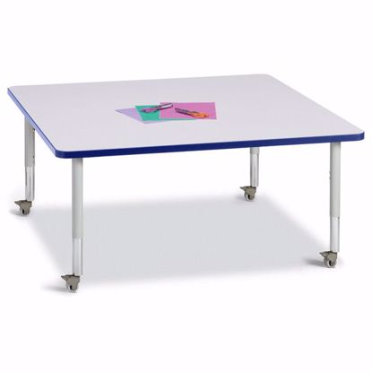 Picture of Berries® Square Activity Table - 48" X 48", Mobile - Gray/Blue/Gray