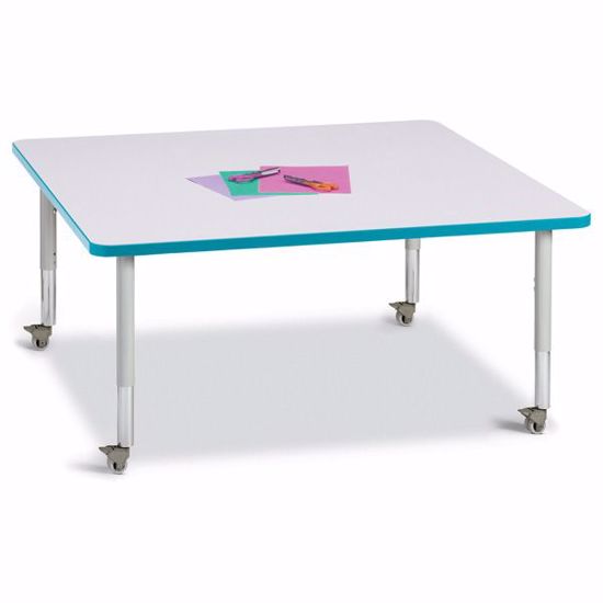 Picture of Berries® Square Activity Table - 48" X 48", Mobile - Gray/Teal/Gray