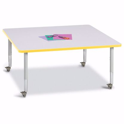 Picture of Berries® Square Activity Table - 48" X 48", Mobile - Gray/Yellow/Gray