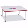 Picture of Berries® Square Activity Table - 48" X 48", Mobile - Gray/Red/Gray