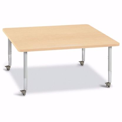 Picture of Berries® Square Activity Table - 48" X 48", Mobile - Maple/Maple/Gray