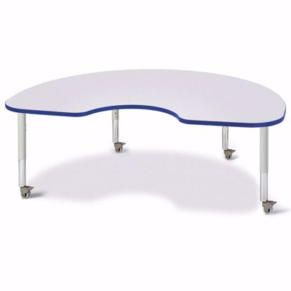 Picture of Berries® Kidney Activity Table - 48" X 72", Mobile - Gray/Blue/Gray