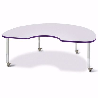 Picture of Berries® Kidney Activity Table - 48" X 72", Mobile - Gray/Purple/Gray