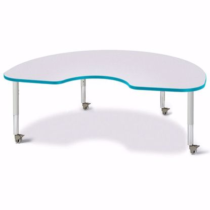 Picture of Berries® Kidney Activity Table - 48" X 72", Mobile - Gray/Teal/Gray