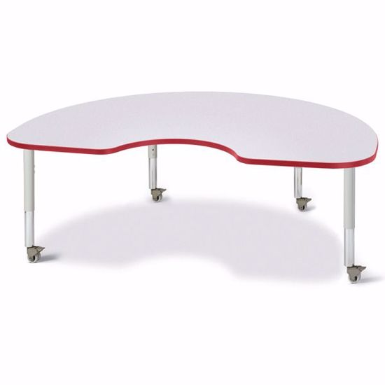 Picture of Berries® Kidney Activity Table - 48" X 72", Mobile - Gray/Red/Gray