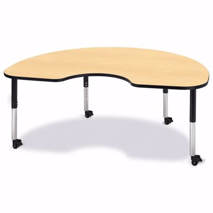 Picture of Berries® Kidney Activity Table - 48" X 72", Mobile - Maple/Black/Black