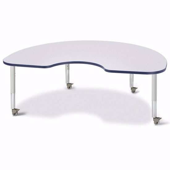 Picture of Berries® Kidney Activity Table - 48" X 72", Mobile - Gray/Navy/Gray