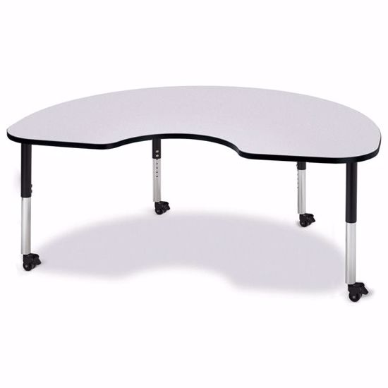 Picture of Berries® Kidney Activity Table - 48" X 72", Mobile - Gray/Black/Black