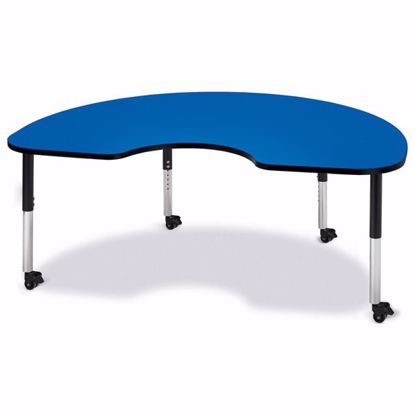 Picture of Berries® Kidney Activity Table - 48" X 72", Mobile - Blue/Black/Black