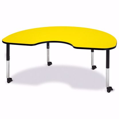 Picture of Berries® Kidney Activity Table - 48" X 72", Mobile - Yellow/Black/Black