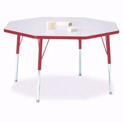 Picture of Berries® Octagon Activity Table - 48" X 48", A-height - Gray/Red/Red