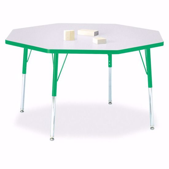 Picture of Berries® Octagon Activity Table - 48" X 48", A-height - Gray/Green/Green