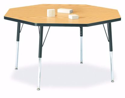 Picture of Berries® Octagon Activity Table - 48" X 48", A-height - Oak/Black/Black