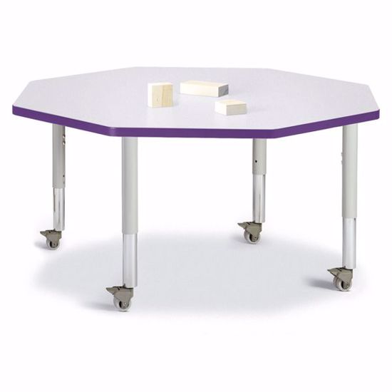 Picture of Berries® Octagon Activity Table - 48" X 48", Mobile - Gray/Purple/Gray