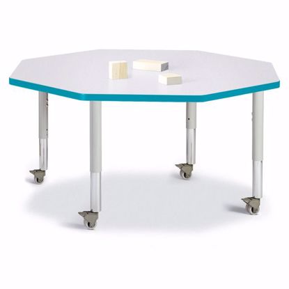 Picture of Berries® Octagon Activity Table - 48" X 48", Mobile - Gray/Teal/Gray