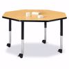 Picture of Berries® Octagon Activity Table - 48" X 48", Mobile - Gray/Yellow/Gray