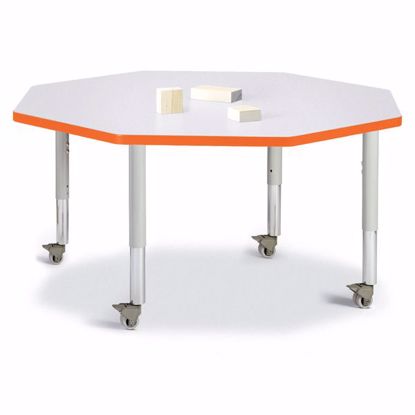 Picture of Berries® Octagon Activity Table - 48" X 48", Mobile - Gray/Orange/Gray