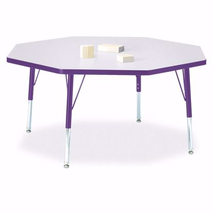 Picture of Berries® Octagon Activity Table - 48" X 48", T-height - Gray/Purple/Purple