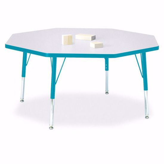 Picture of Berries® Octagon Activity Table - 48" X 48", T-height - Gray/Teal/Teal